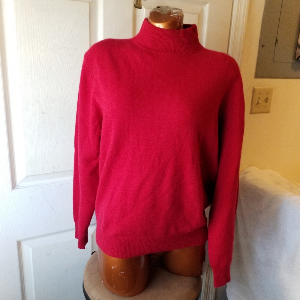 LORD & TAYLOR Vtg Cashmere Mock Turtleneck Sweater L